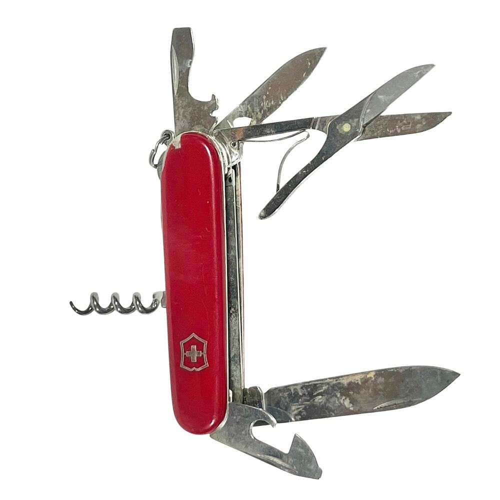 Vintage Victorinox Climber Swiss Army Knife 91mm Red 1970s